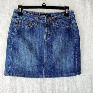 CIELO JEANS Denim Mini Skirt Size MEDIUM M Blue Jeans Medium Wash Back Slit 15”
